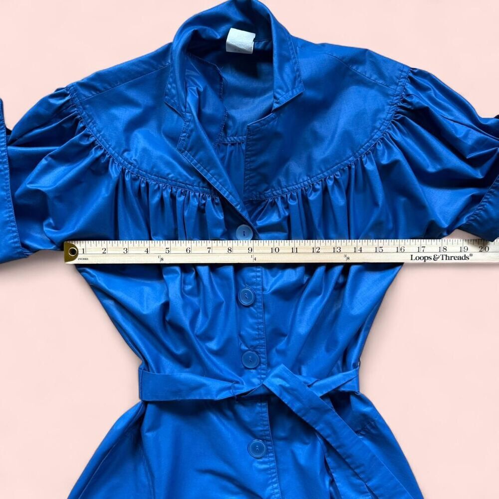 Vintage Cobalt‎ Blue Puff Sleeve Shirt Dress with Belt - S - Prairiecore Cottage - Picture 5 of 8